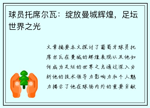 球员托席尔瓦：绽放曼城辉煌，足坛世界之光